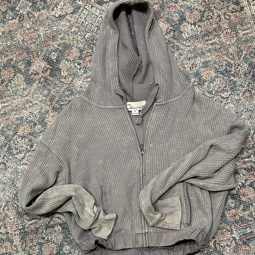 Vintage Havana Gray Waffle Knit Hoodie size medium